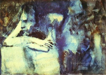 パブロ・ピカソ Painting - 肘をついて寄りかかる女性 1904年 パブロ・ピカソ